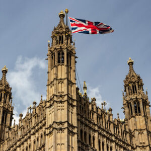 Victoria Tower at the Palace of Westminster flying the Union Flag