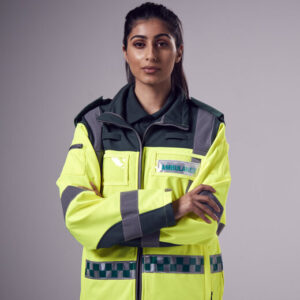 Paramedic in a high-visibility jacket